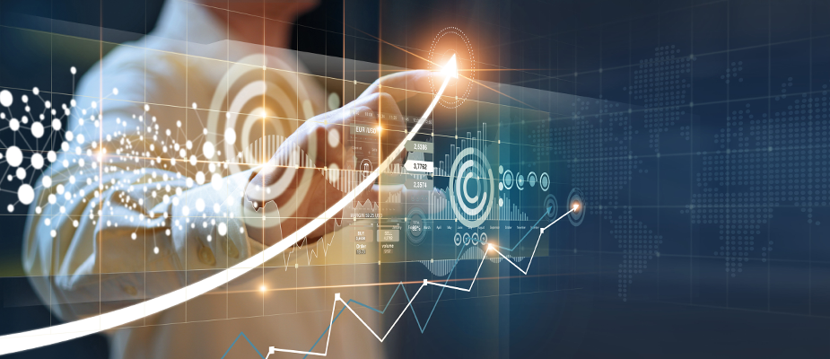 man pointing to charts and graphs on a virtual interface man pointing to charts and graphs on a virtual interface