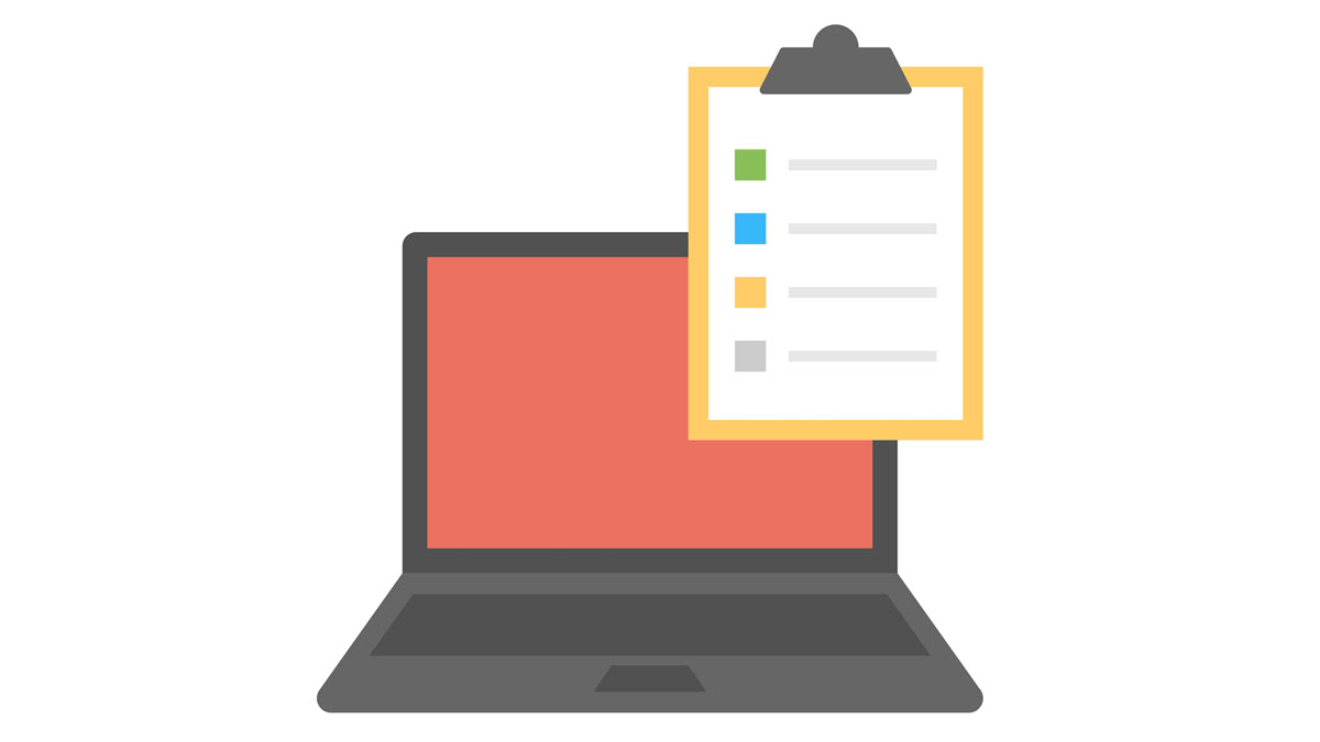 Laptop with checklist Laptop with checklist