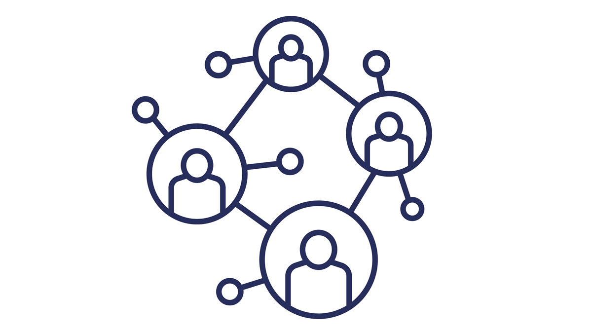 Network connecting people A line drawing of a network connecting individuals