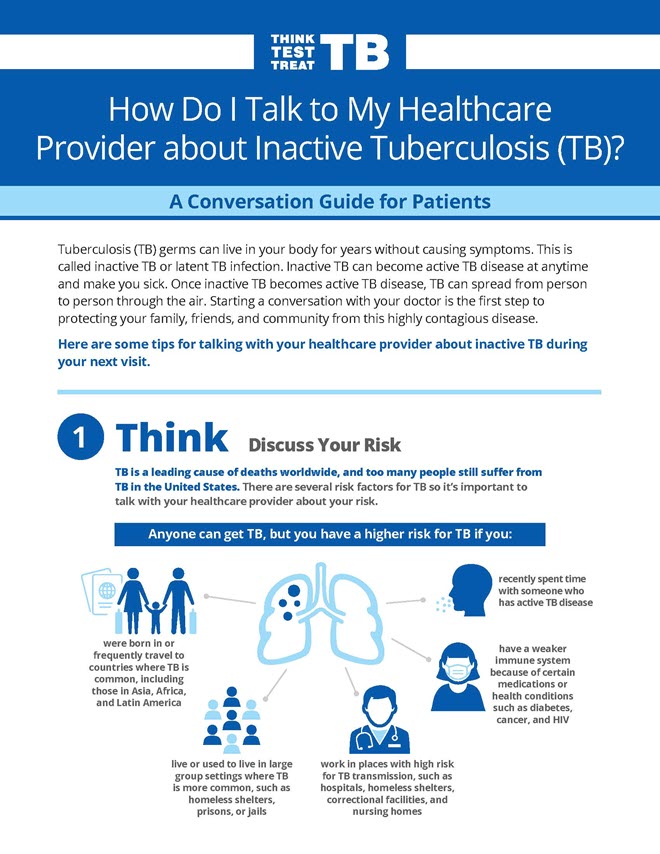 How Do I Talk to My Health Care Provider About Inactive Tuberculosis (TB)? Conversation Guide