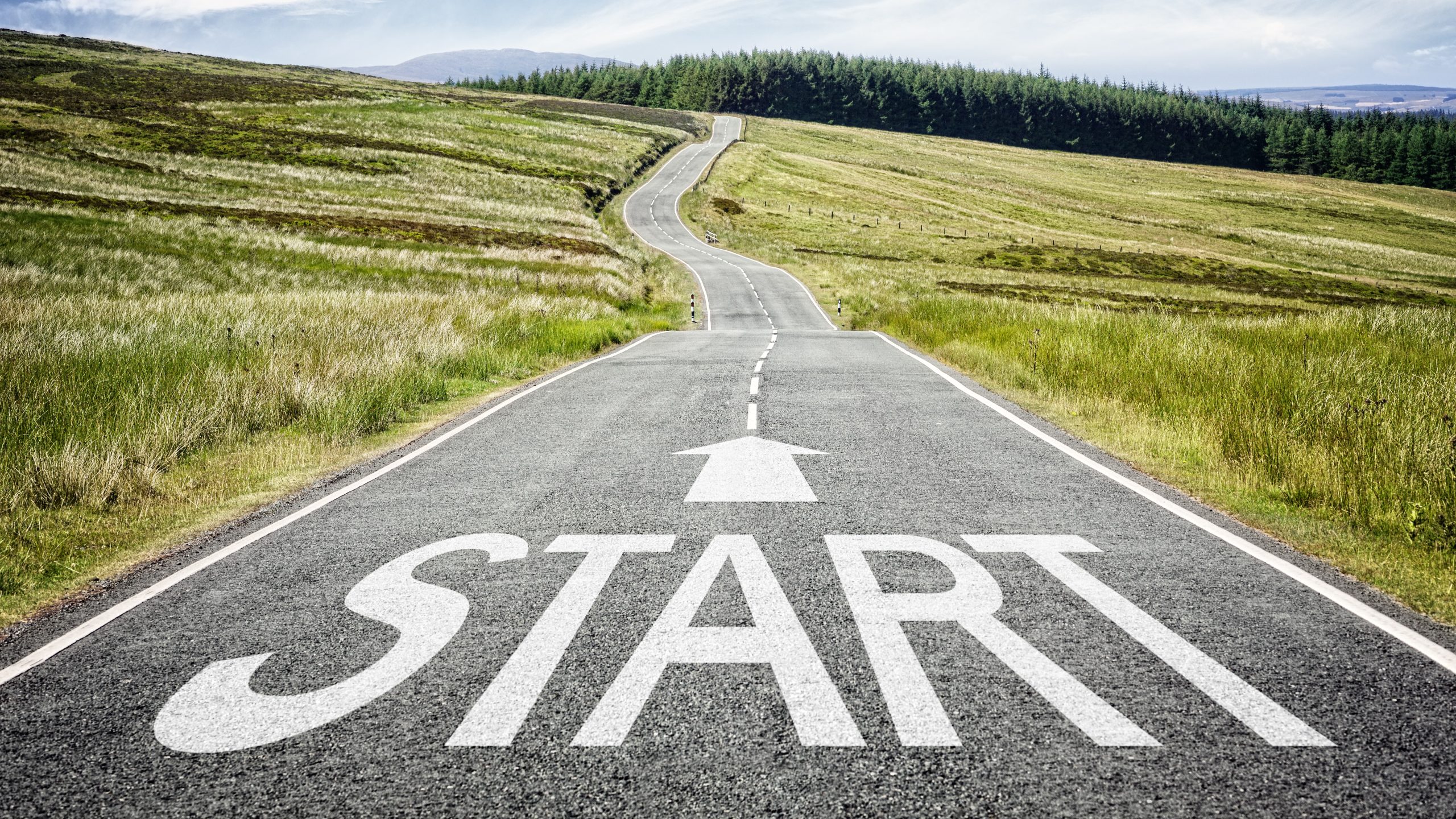 "Start" road Empty road with "START" painted across the bottom.