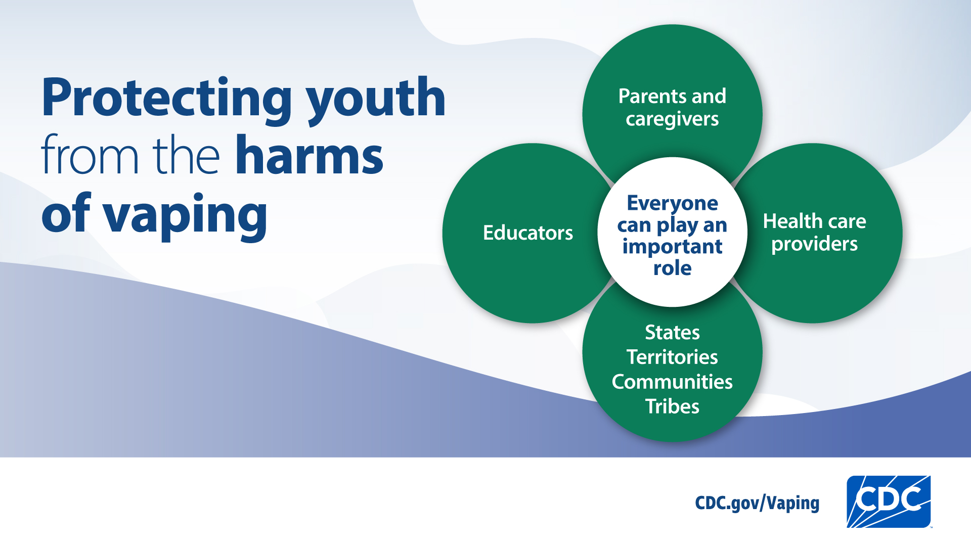Protecting-youth-from-harms-of-vaping Visual depiction of different groups who can help protect youth from the harms of vaping