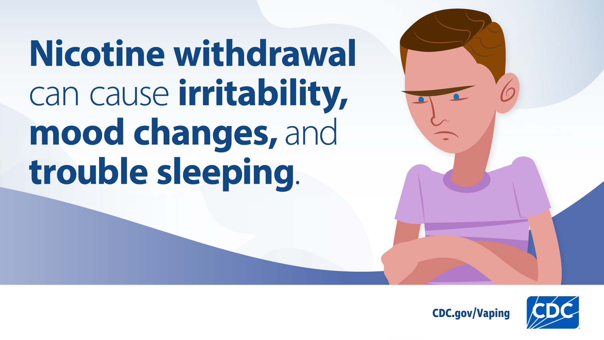 Nicotine-withdrawal-can-cause-irritability Illustration of an irritable or unhappy young person