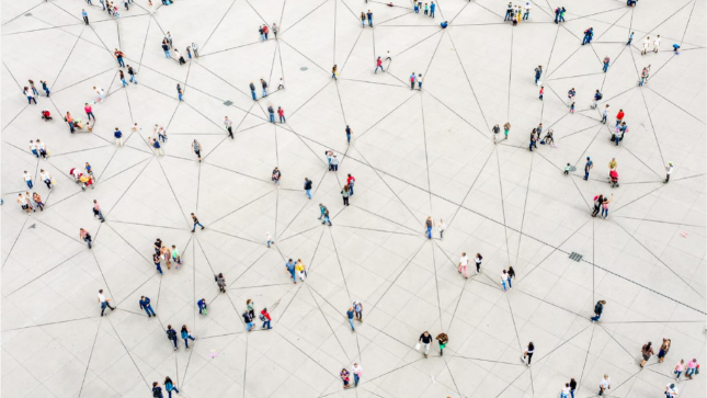 People connected by lines