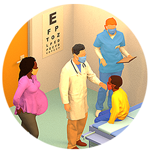 illustration-doctor-exam-patient Illustration of doctor examining patient.
