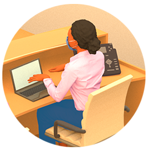 illustration-woman-laptop Illustration of person on a laptop.