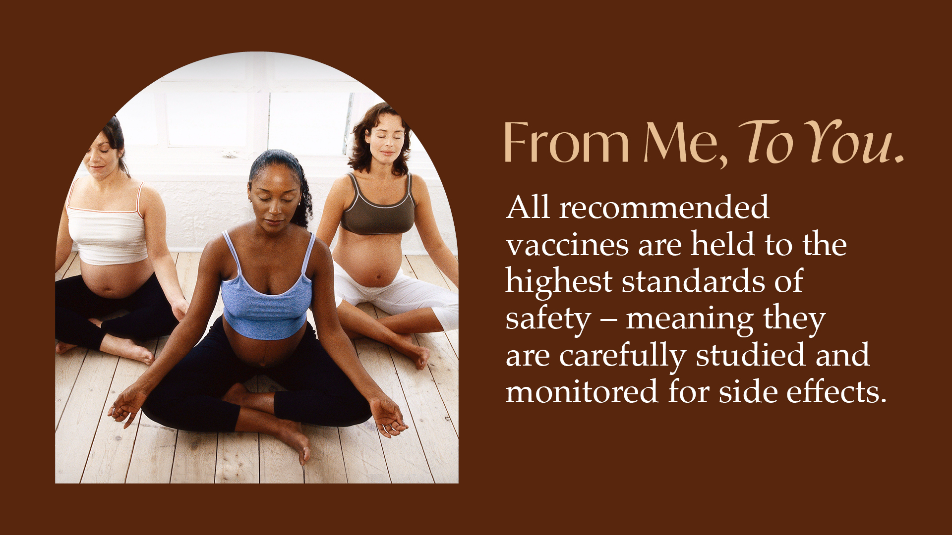 From Me, To You Pregnant Women Meditating Three pregnant women meditating in a room.