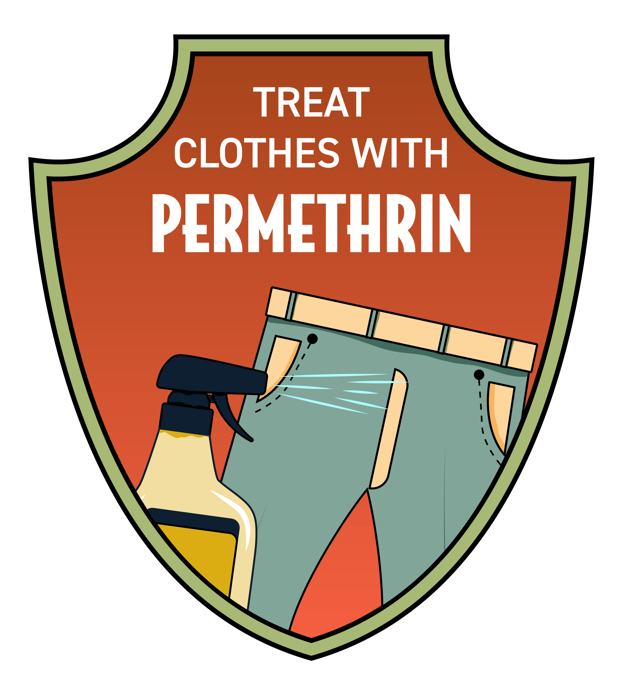 Fight the Bite personal protective behavior badge showing permethrin-treated clothing.