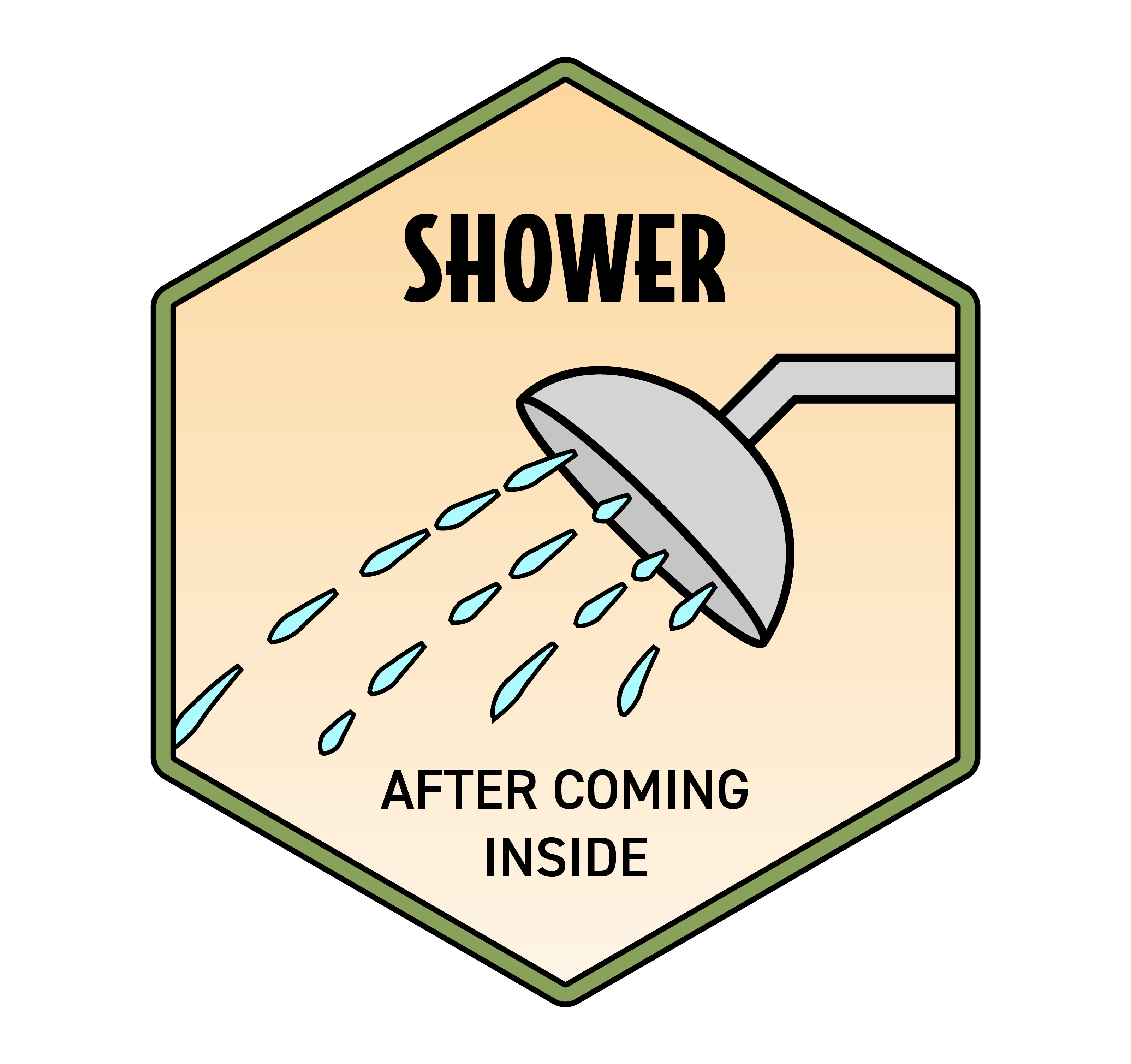 Fight the Bite personal protective behavior badge promoting showering after being in tick habitat.