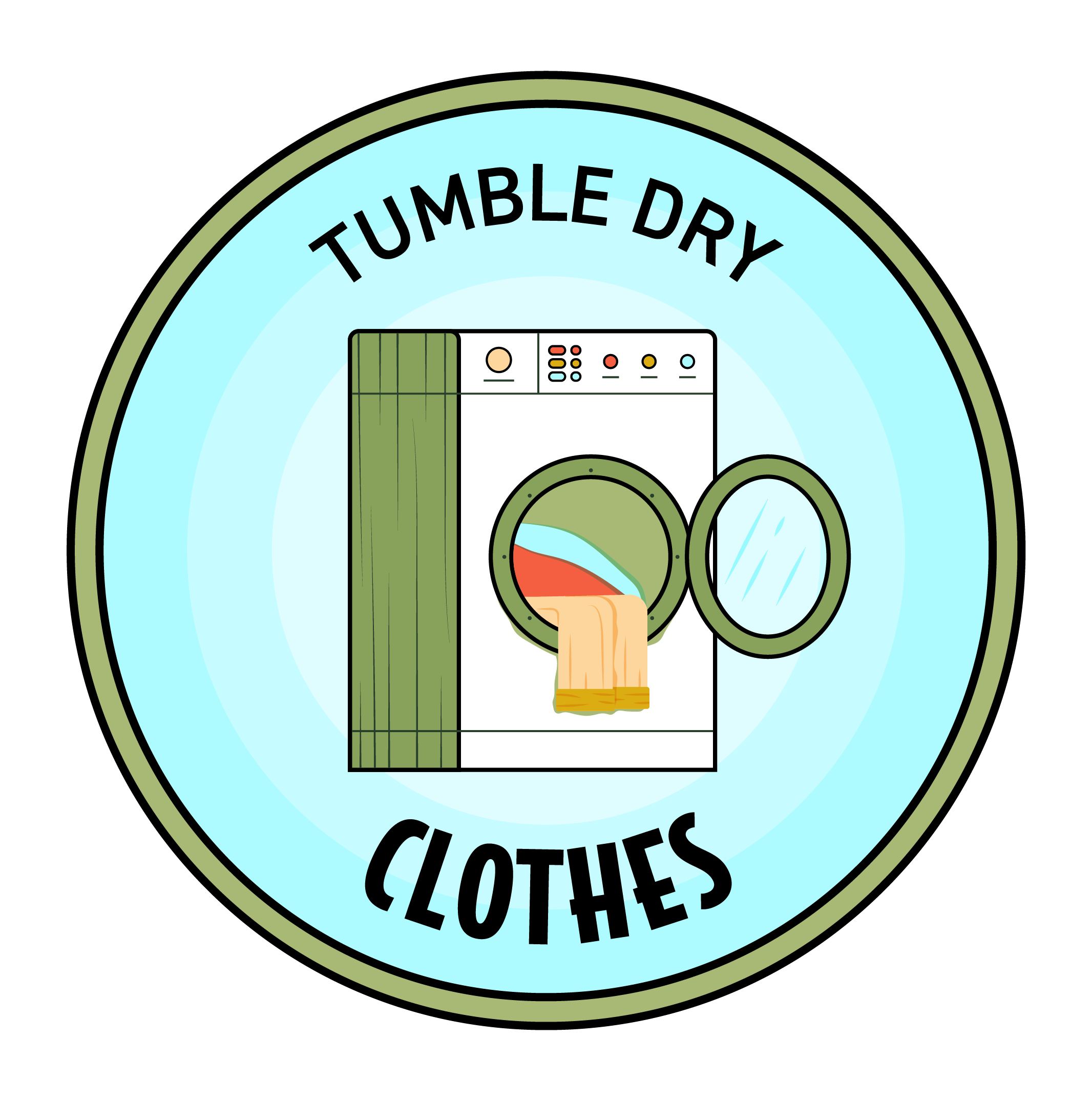 Fight the Bite personal protective behavior badge showing clothes drying to kill ticks.