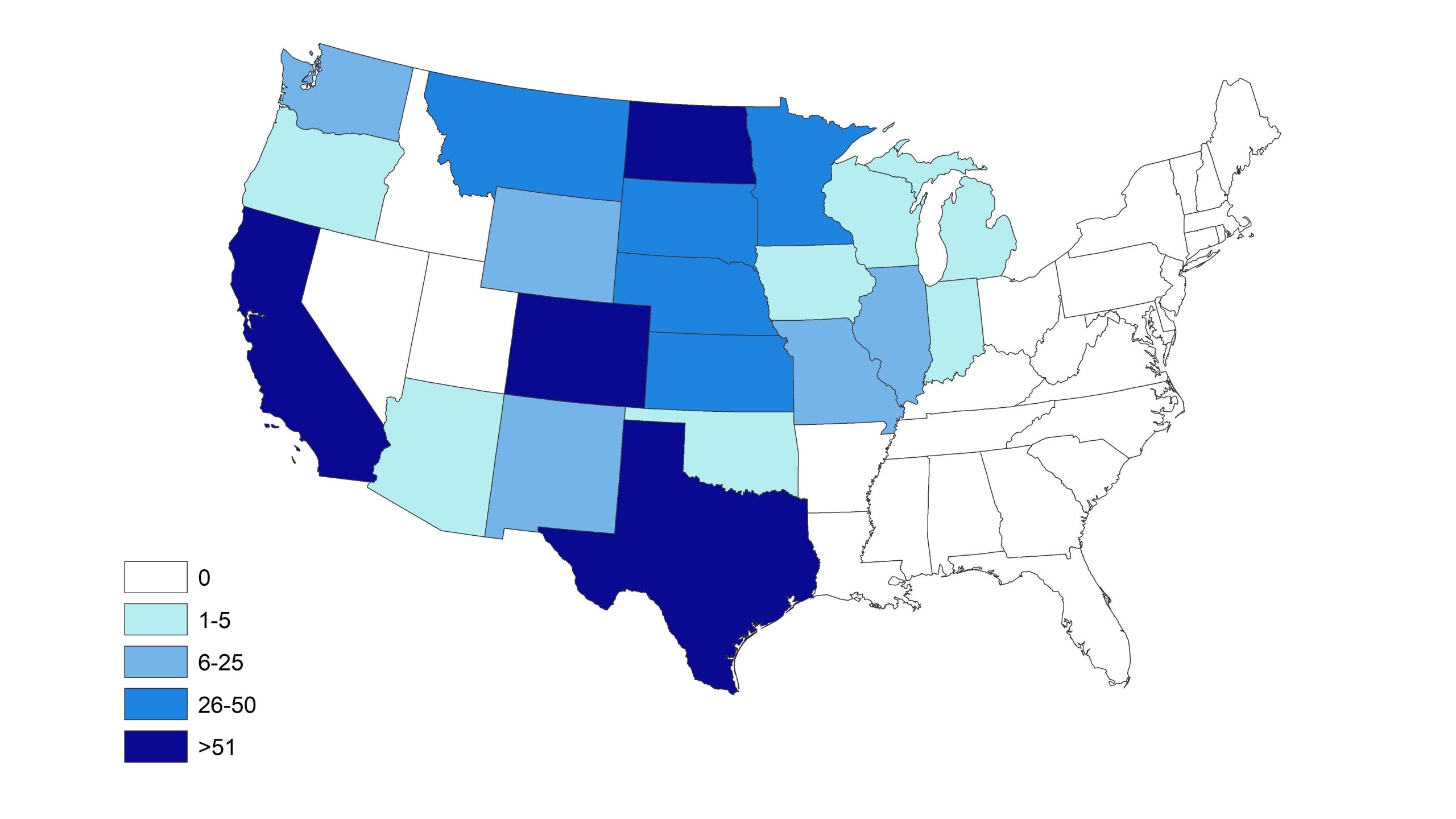 Western equine encephalitis virus neuroinvasive human disease cases in the United States since 1964.