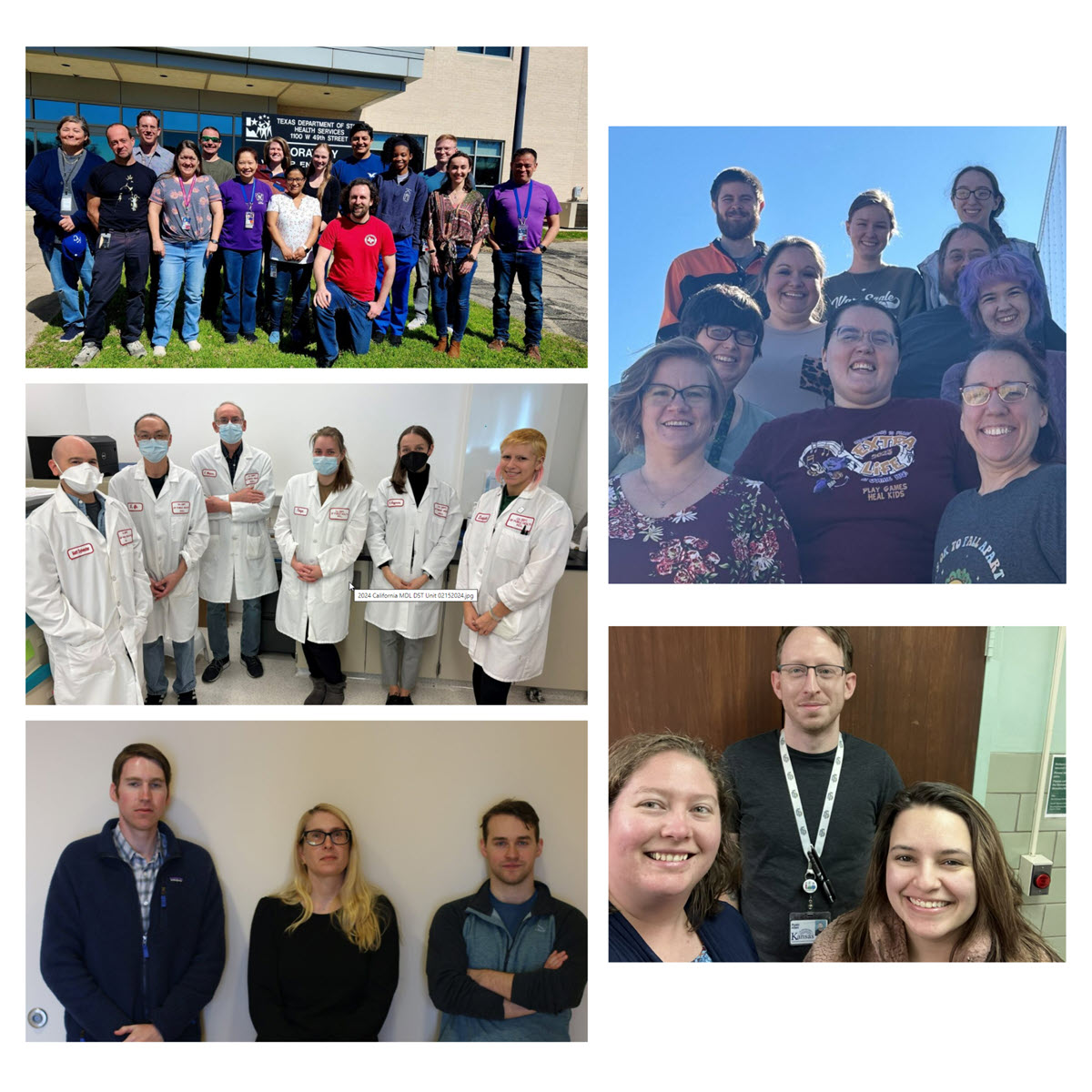 CA KS MO OK TX Public Health Laboratories Staff from California, Kansas, Missouri, Oklahoma, and Texas Public Health Laboratories.